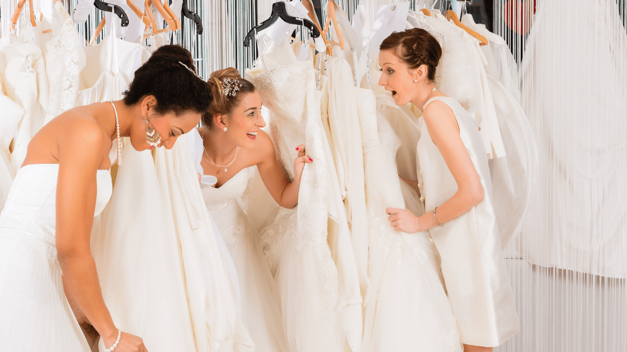 brides in a bridal boutique