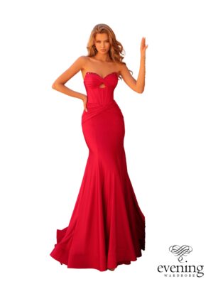 Red fitted mermaid evening gown from Bridal Wardrobe