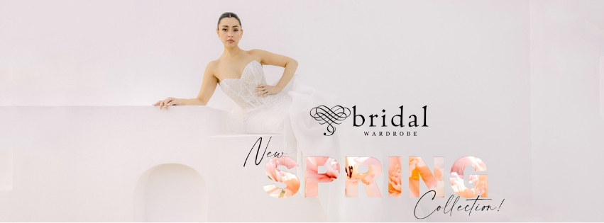 Bride showcasing a modern white wedding dress from a luxury bridal collection