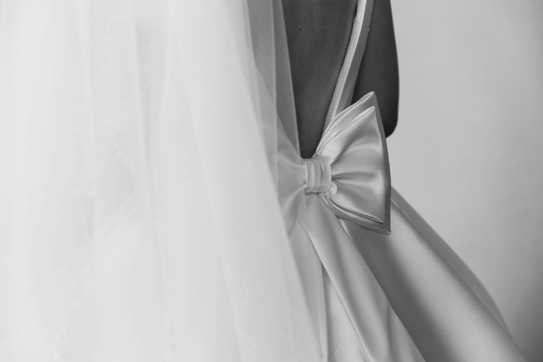 Satin Wedding Dress with a bow on the back